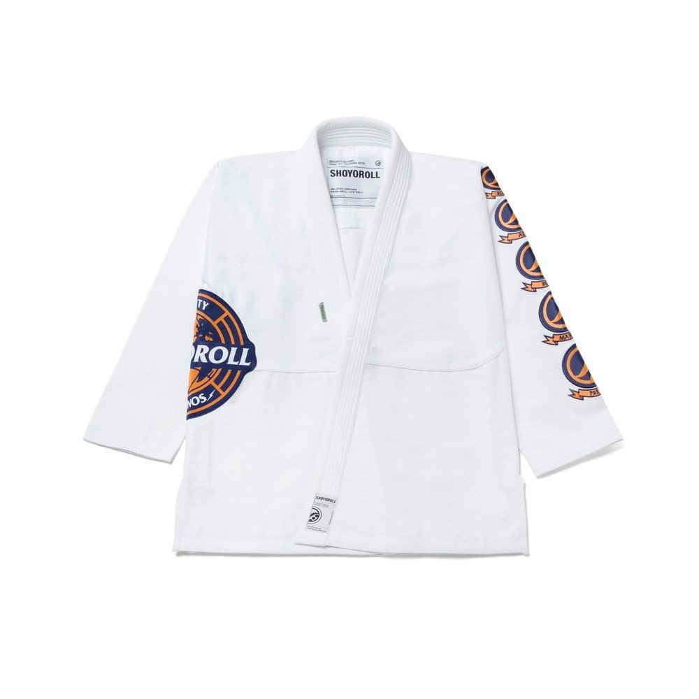 shoyoroll-tangerine-competitor-white-gi-1-1.jpg Shoyoroll Tangerine Competitor White Gi – Authentic Shoyoroll BJJ Kimono - Image 1